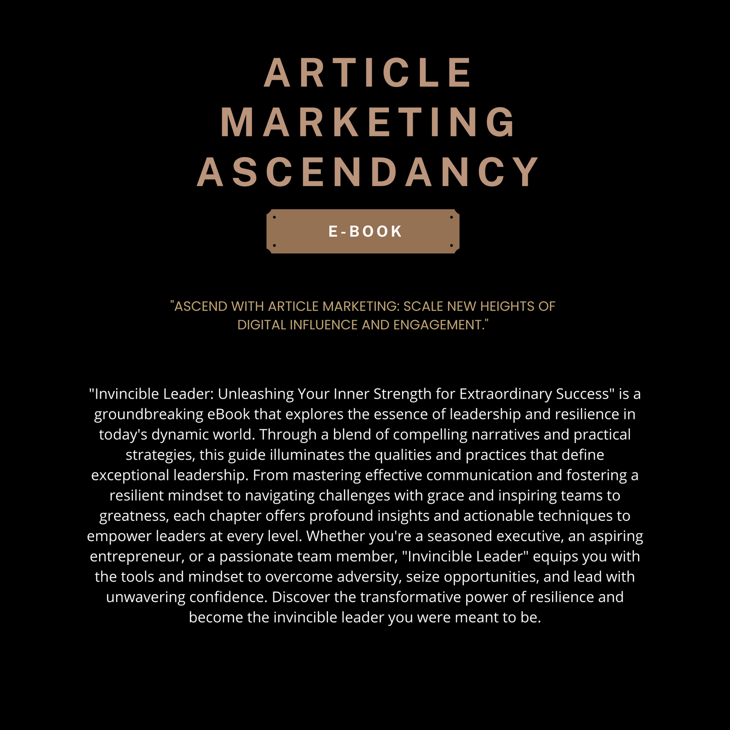 Article Marketing Ascendancy Ebook