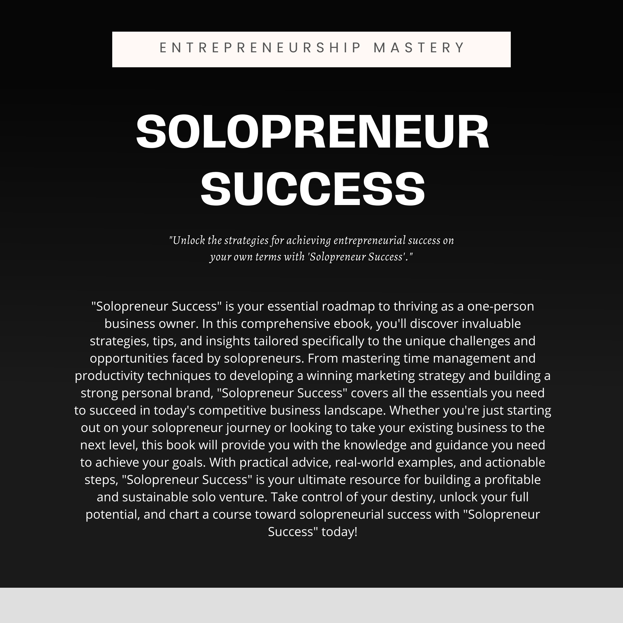 Ebook sur la réussite du Solopreneur